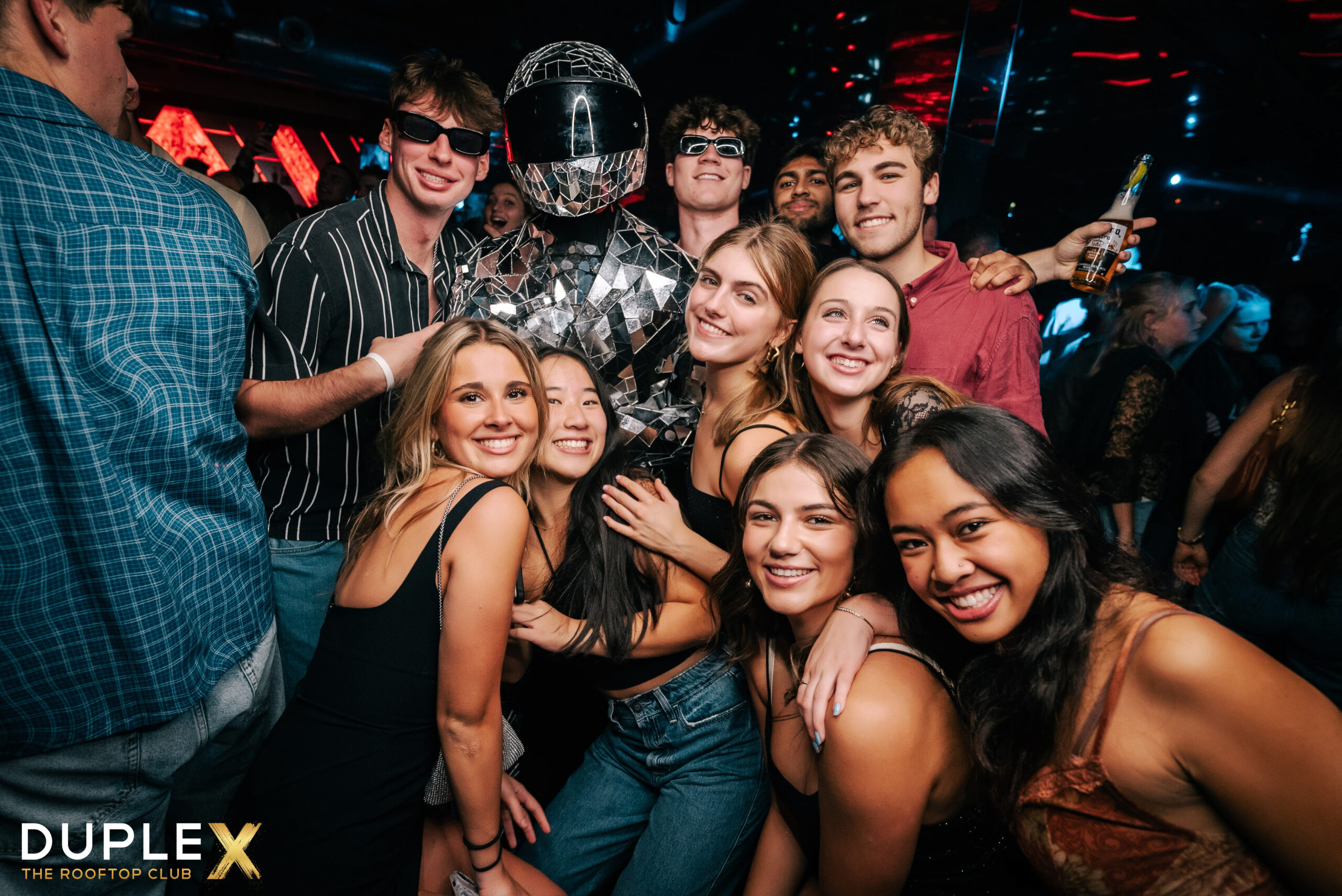 Students partying at DupleX club Prague rooftop
