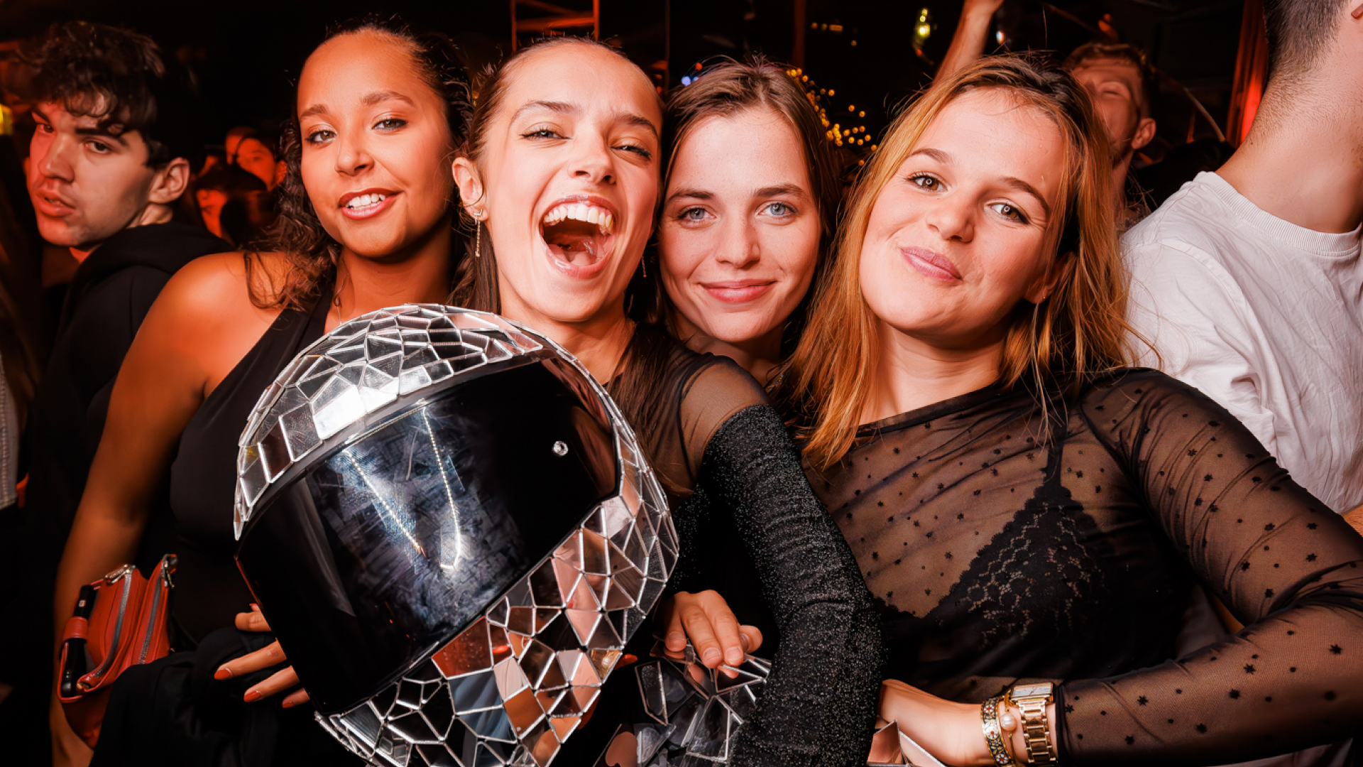 Students partying at DupleX club Prague rooftop